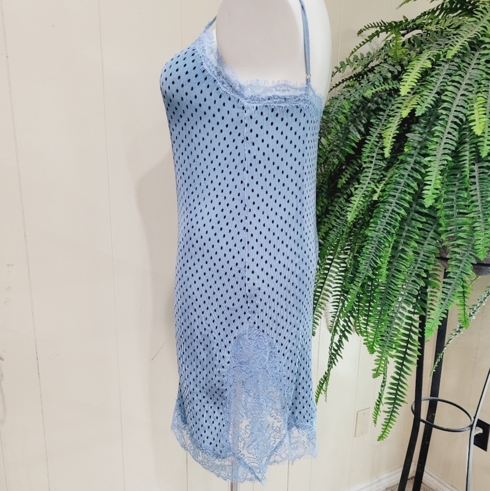 Free People Polka Dot Lace Trim Plissé Slip Dress - Picture 5 of 11